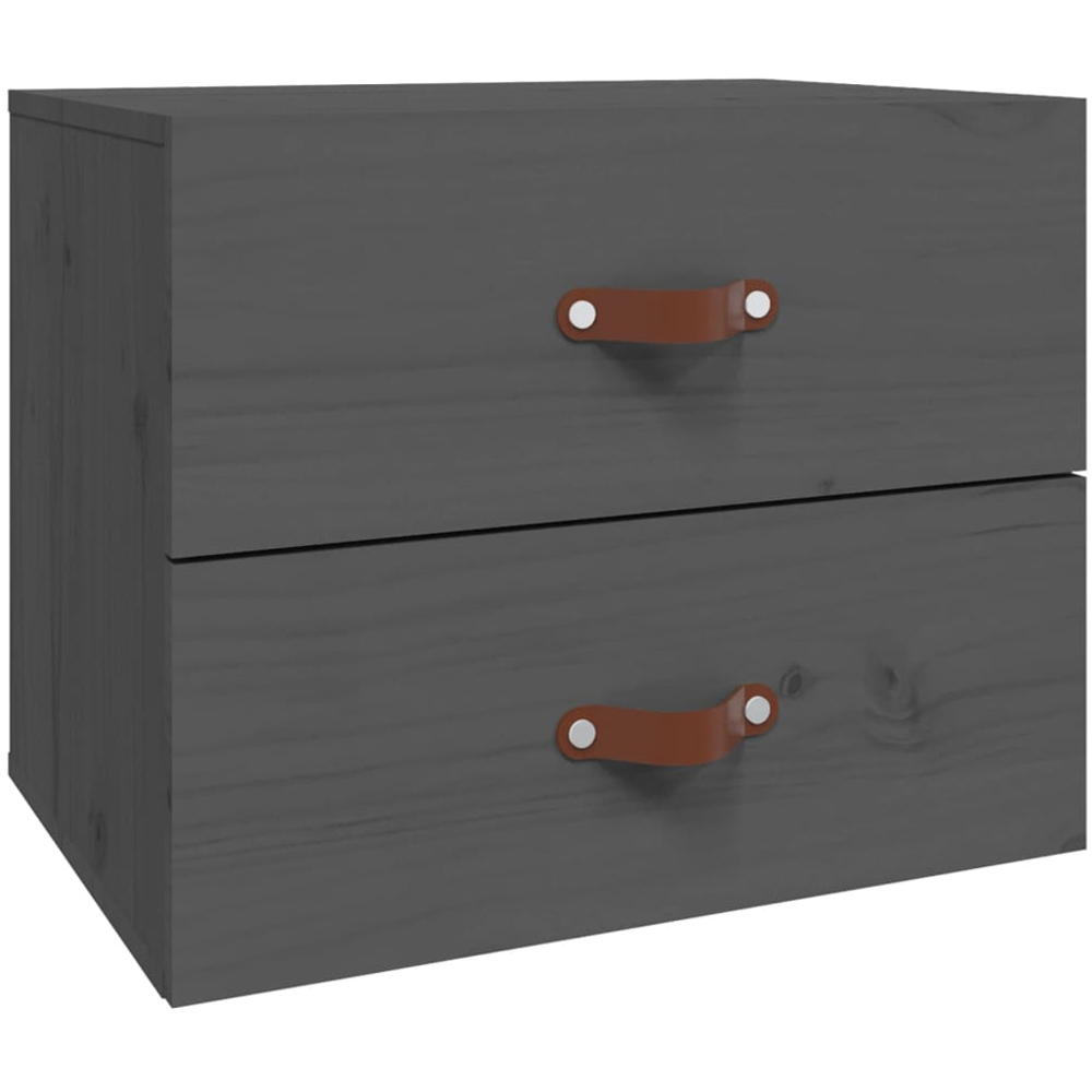 vidaXL 2 Drawer Grey Wall Mounted Bedside Cabinet Set of 2 Image 2