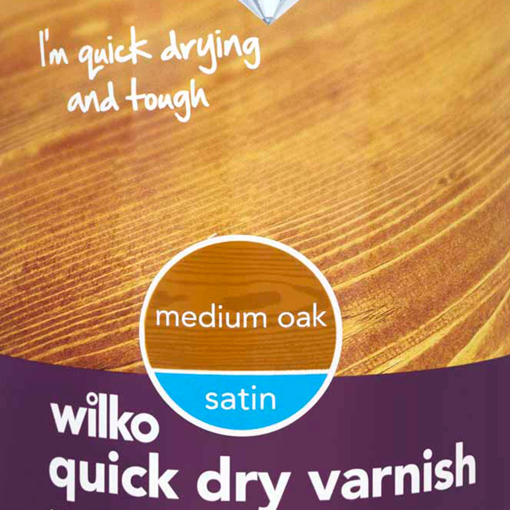 Wilko Ultra Tough Quick Dry Satin Varnish Medium O ak 750ml Image 2