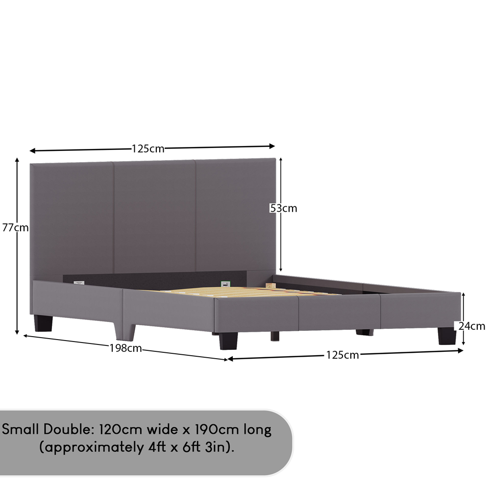 Vida Designs Lisbon Small Double Grey Faux Leather Bed Frame Image 8