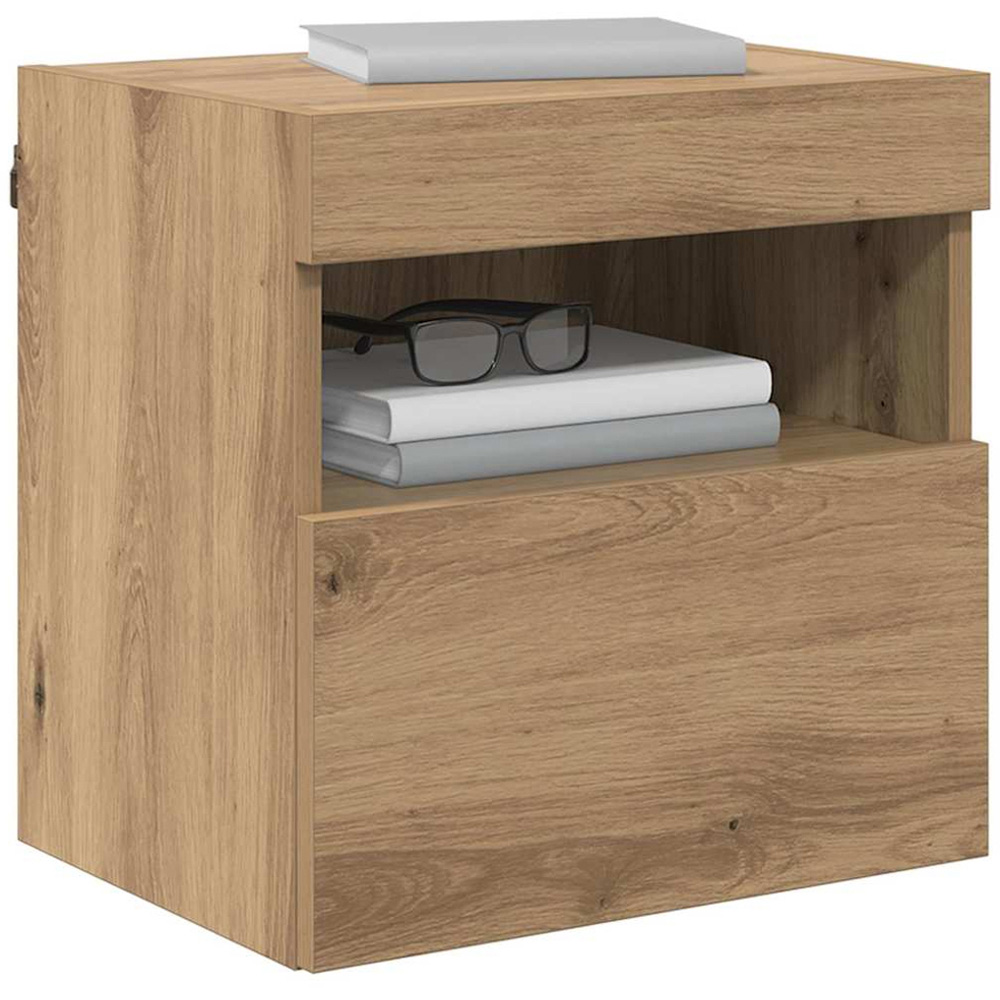 vidaXL Single Door Single Shelf Artisan Oak Wall Mounted TV Cabinet with LED Light 2 Pack Image 3