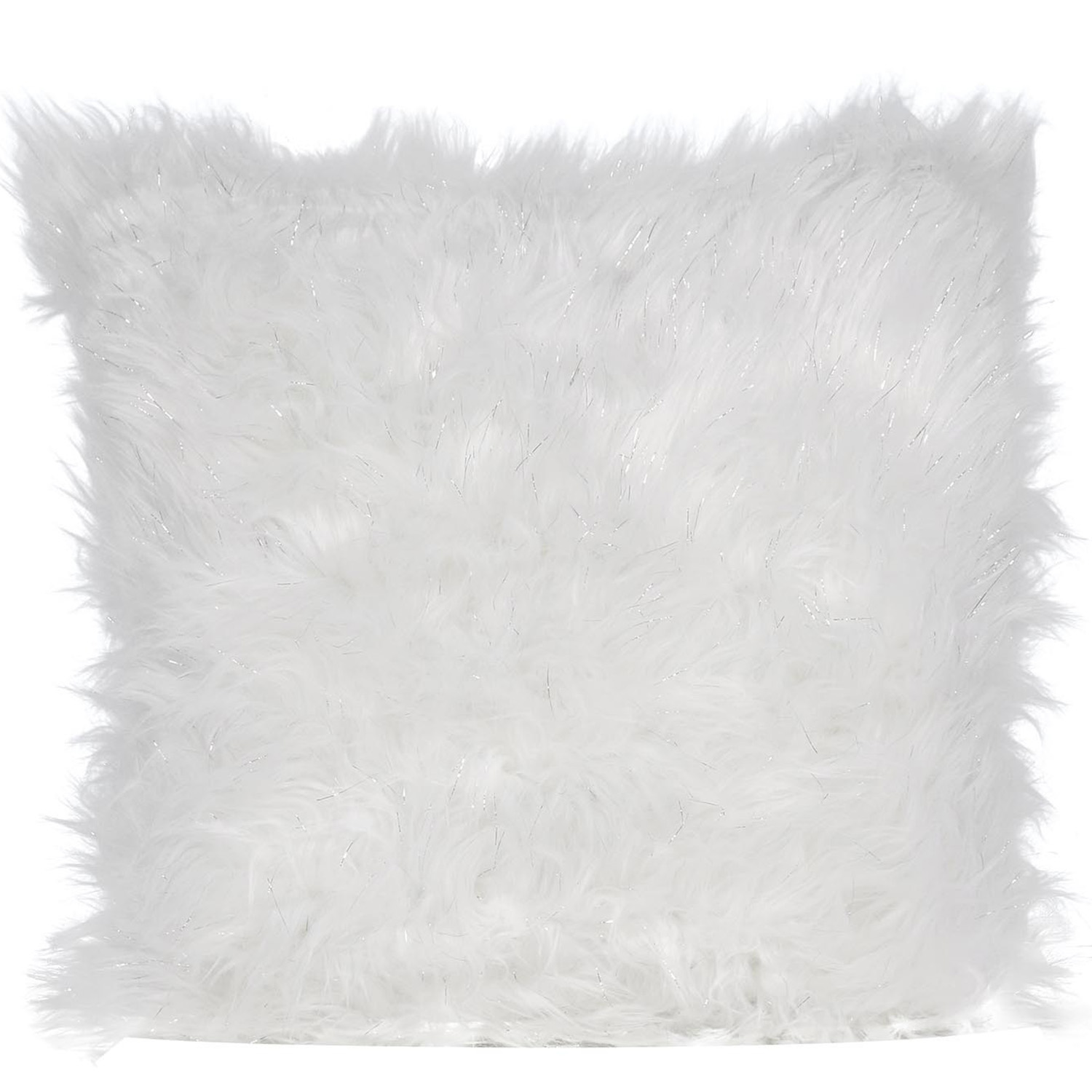 Divante White Metallic Faux Fur Cushion Image