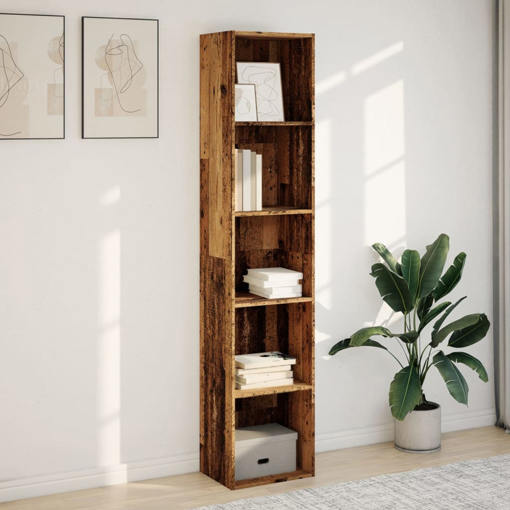 vidaXL 5 Shelf Old Wood Bookcase Image 1