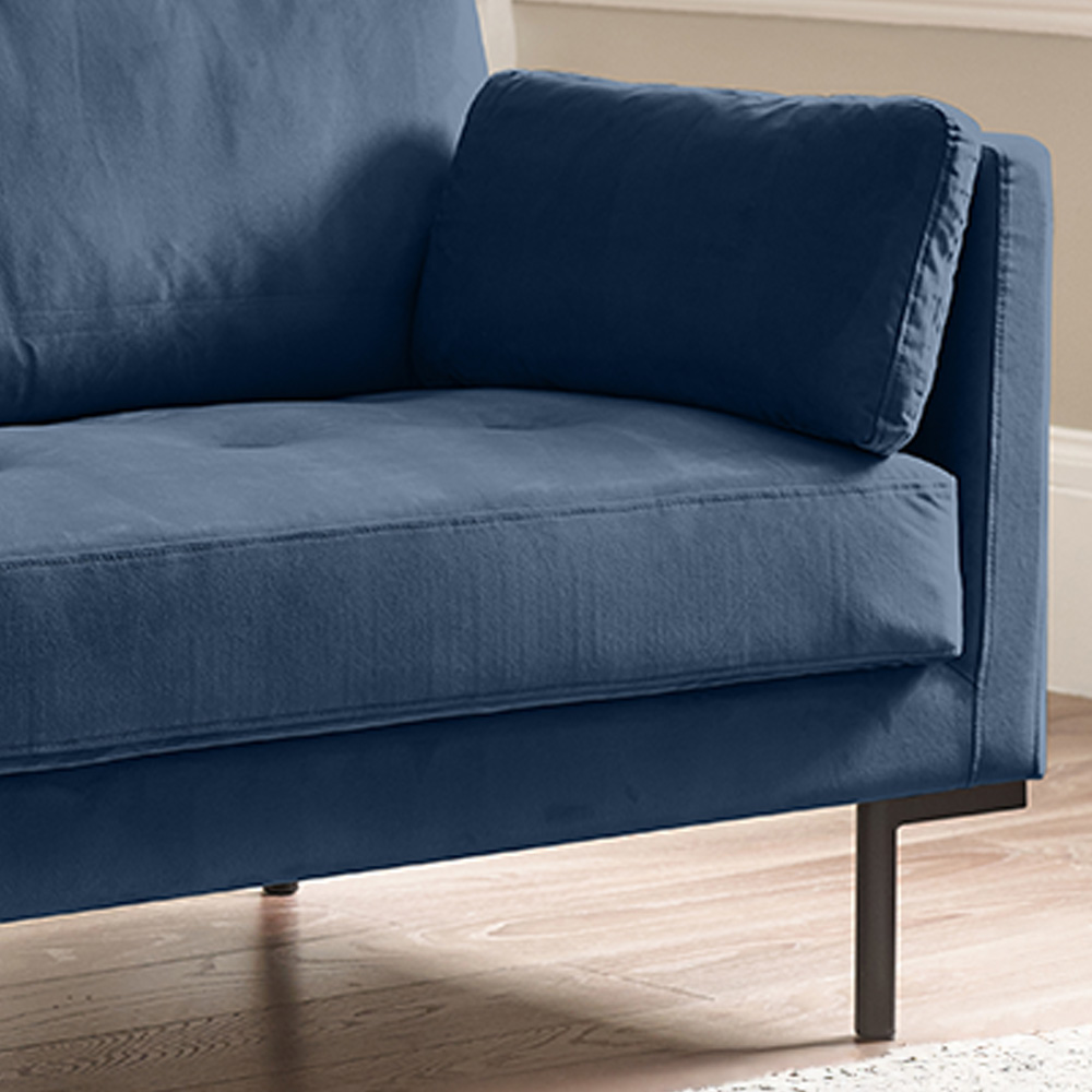 Furniturebox Eva 3 Seater Midnight Blue Velvet Sofa Image 3