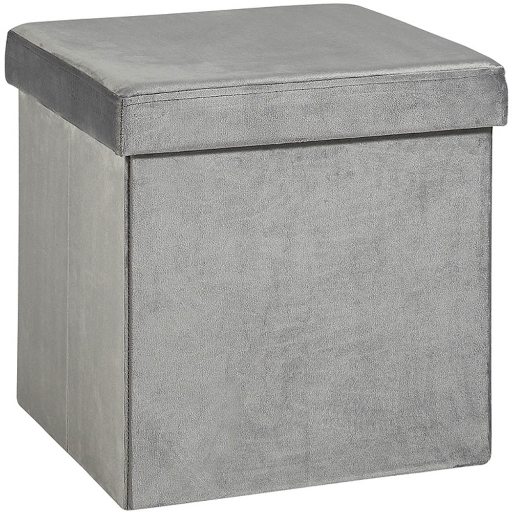 Home Source Sofia Grey Velvet Folding Ottoman Image 2
