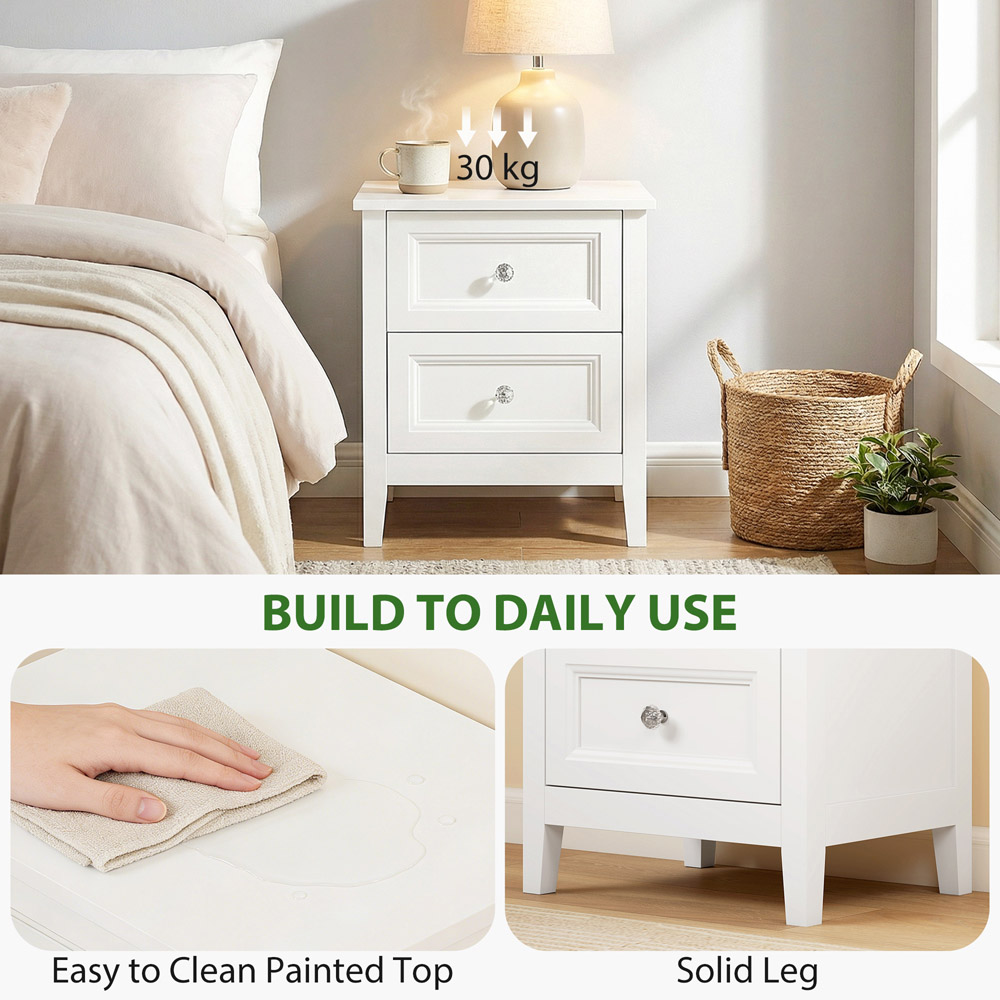 HOMCOM 2 Drawer White Nightstand Image 7