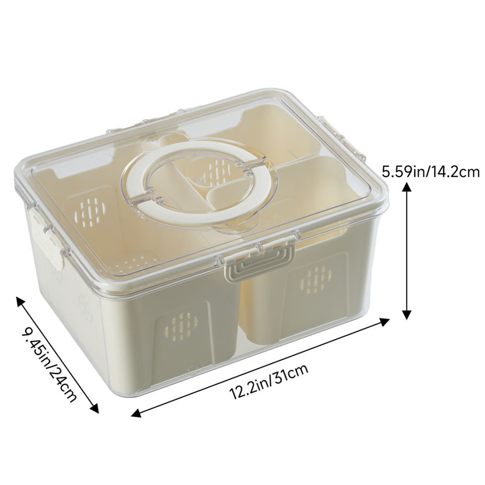 H&O Direct 3 Compartments Fridge Food Storage Container Bin with Handle Image 5
