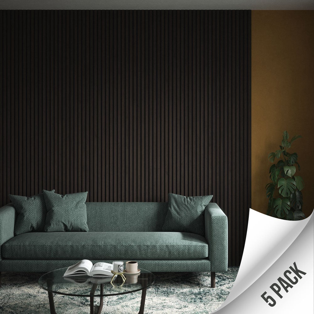 Kraus Easy Living Dark Oak Acoustic Slat Wall Panel 240 x 60cm 5 Pack Image 4