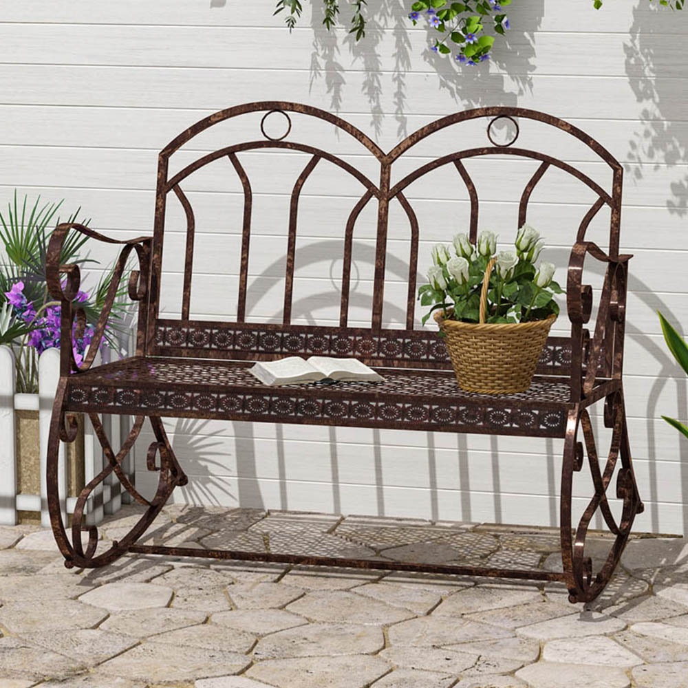 Outsunny 2 Seater Bronze Swing Chair with Canopy Image 1