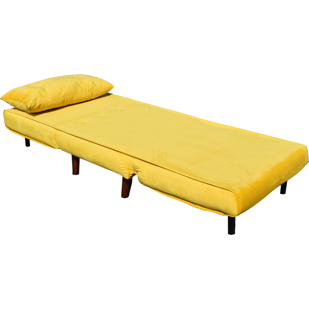 Brooklyn Small Single Yellow Plush Velvet Pull Out Sofa Bed Image 2