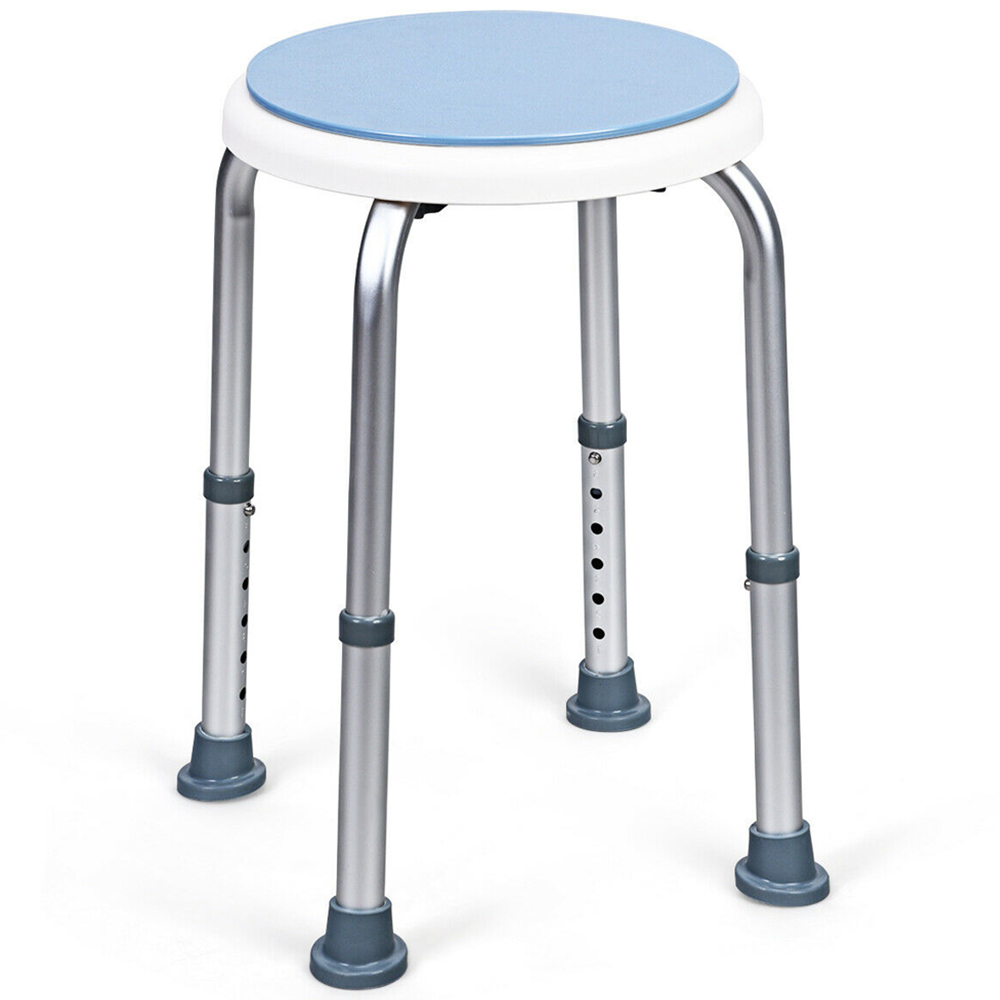 Costway Blue Height Adjustable Bathtub Shower Chair with 360° Rotating Seat Image 3