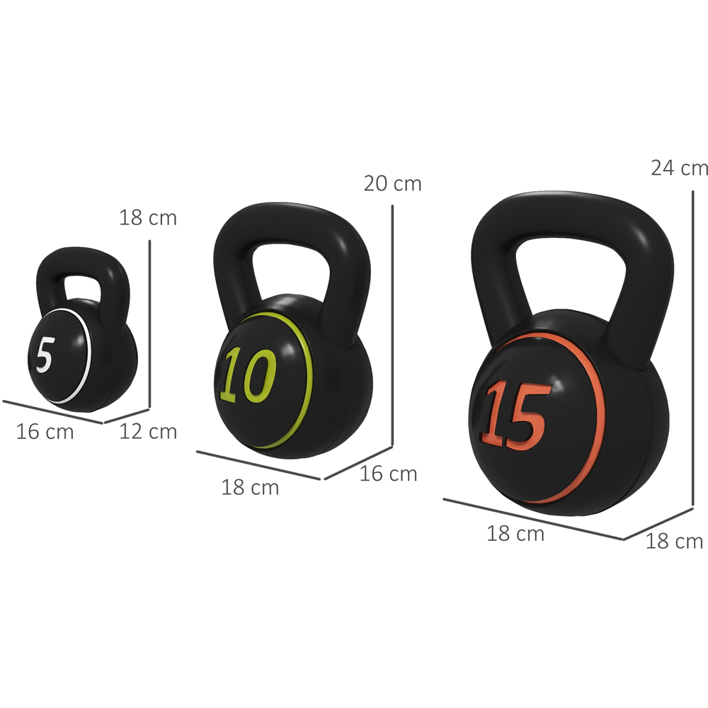 SPORTNOW Black 3 Piece Kettlebell Set with Storage Rack Image 7