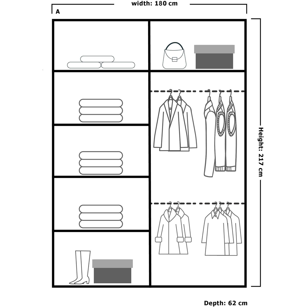 M N Furniture Modern Gala 2 Door Grey Mirrored Sliding Wardrobe 180cm Image 4