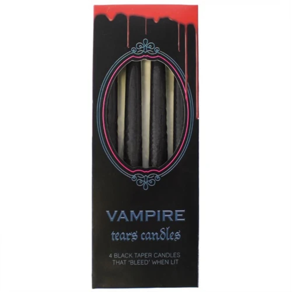 Marco Paul Set of 4 Vampire Tears Blood Effect Black Taper Halloween Candles Image 2