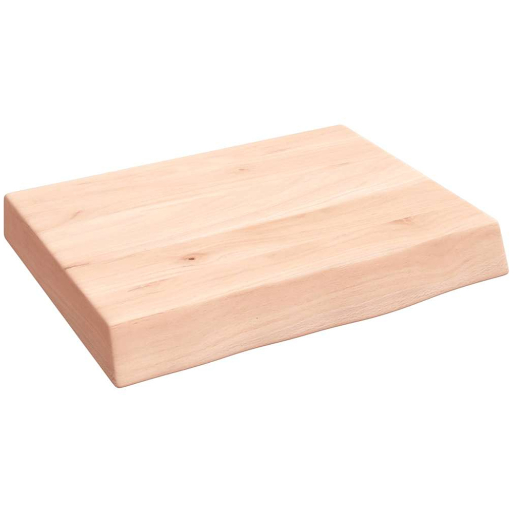vidaXL 40cm Natural Untreated Solid Oak Wood Floating Wall Shelf Image 1