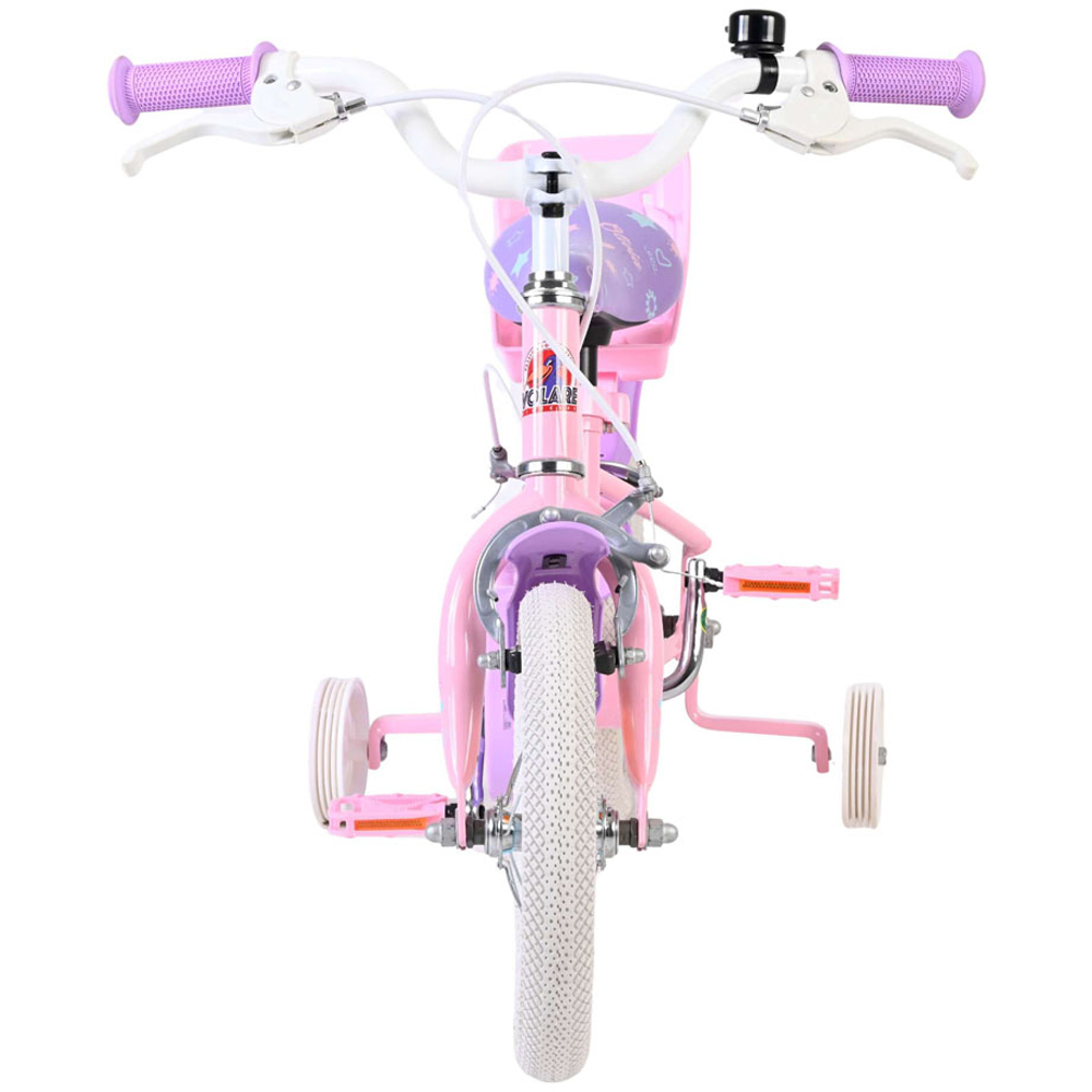 Volare Olivia Kids 12 inch Pink and Purple Bike with Stabilisers and Doll Seat Image 3
