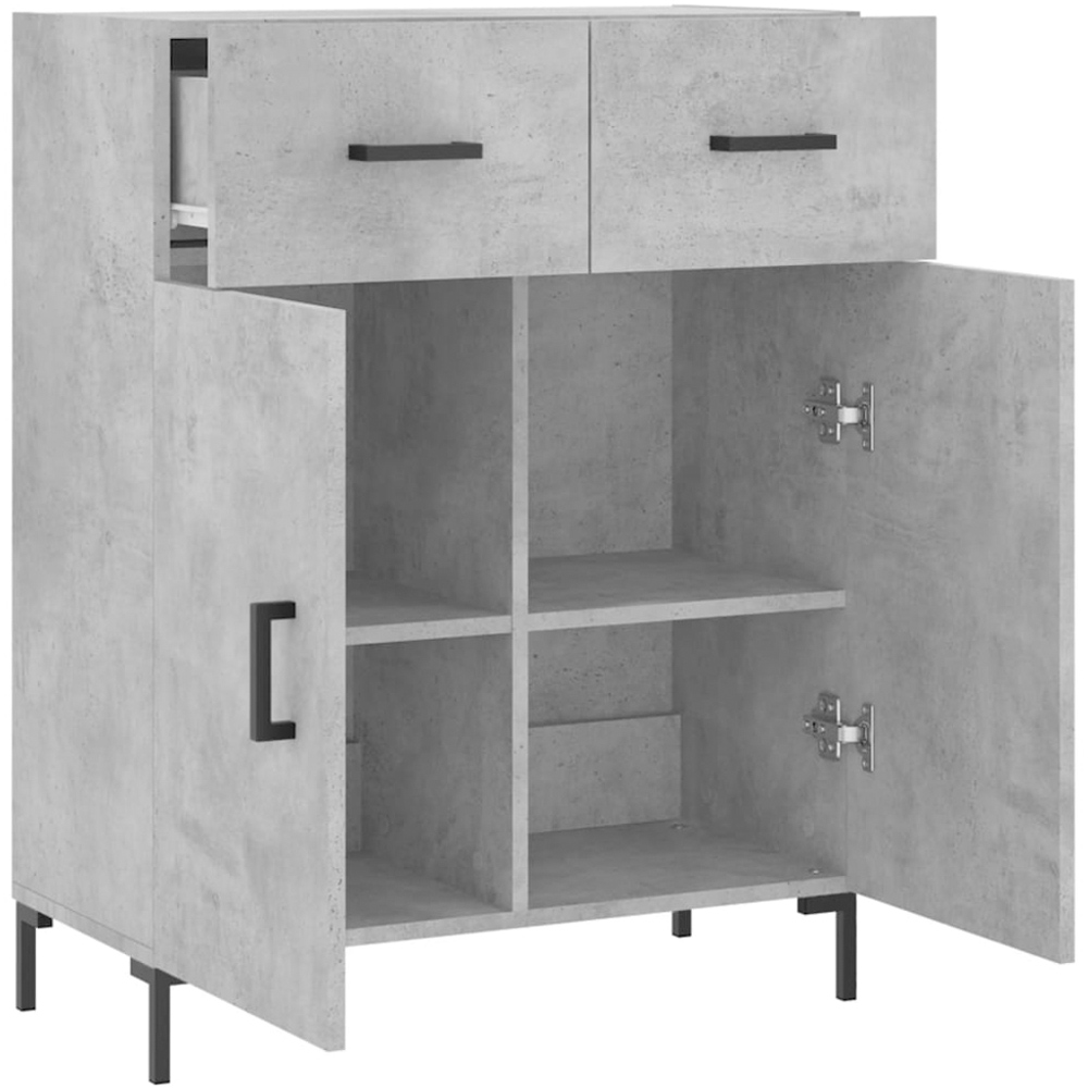 vidaXL 2 Door 2 Drawer Concrete Grey Wooden Sideboard Image 5