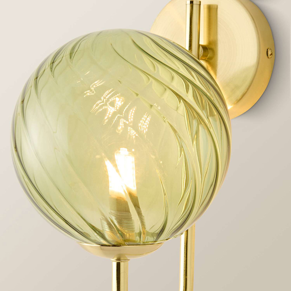 ValueLights Sydney Glass Swirl Shade Gold Metal Wall Light with Bulb Image 4