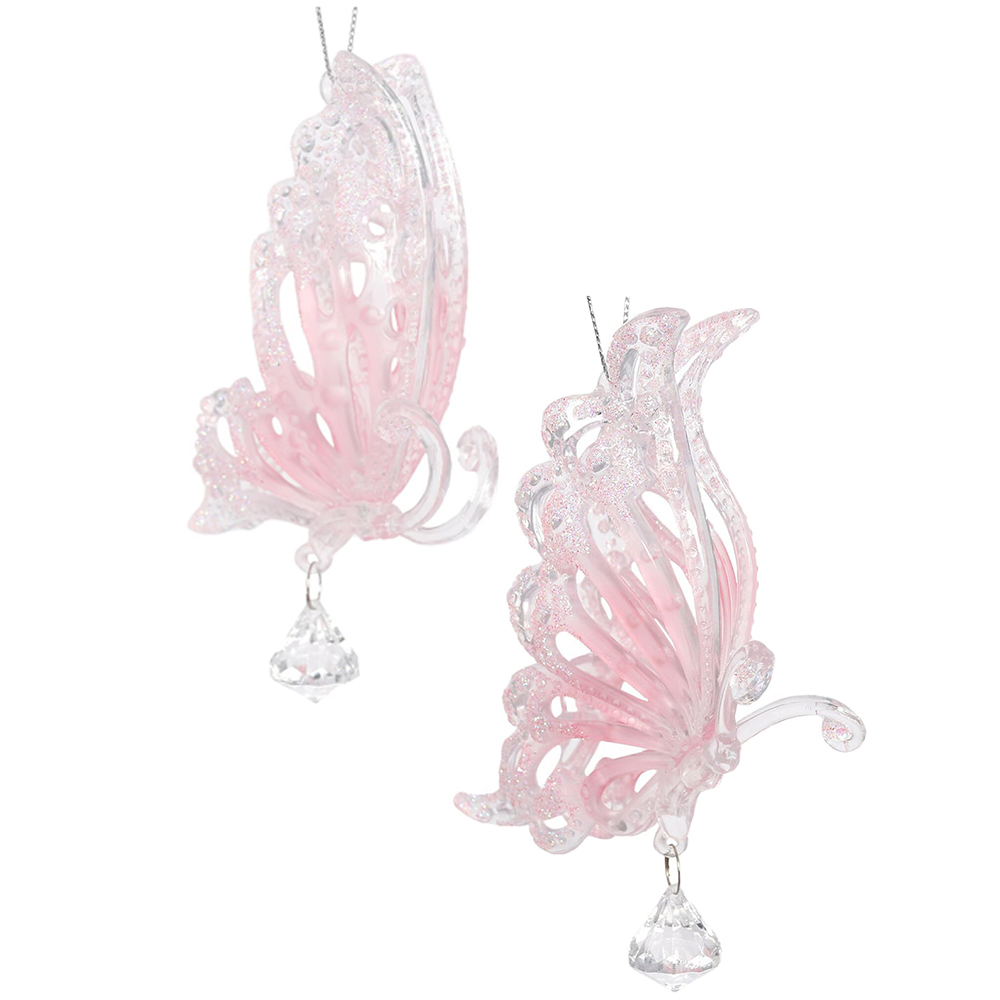 Single Sugar Wonderland Pink Frosted Glitter Butterfly in Assorted styles Image 1