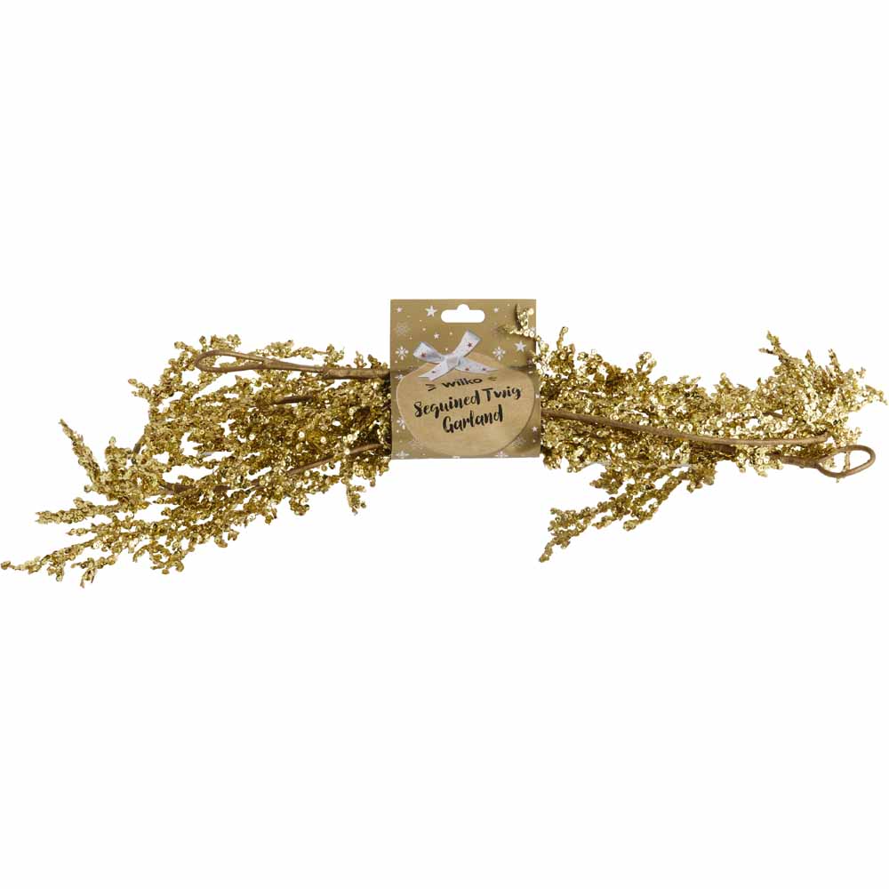 Wilko Luxe Gold Sequin Twig Garland 1.8m Image 1