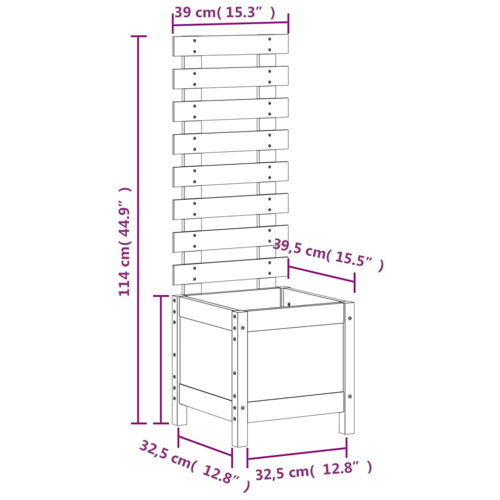 vidaXL Natural Solid Douglas Wood Garden Planter with Rack 114 x 39 x 39.5cm Image 8