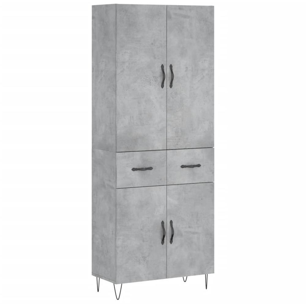 vidaXL 4 Door 2 Drawer Concrete Grey Highboard Image 2