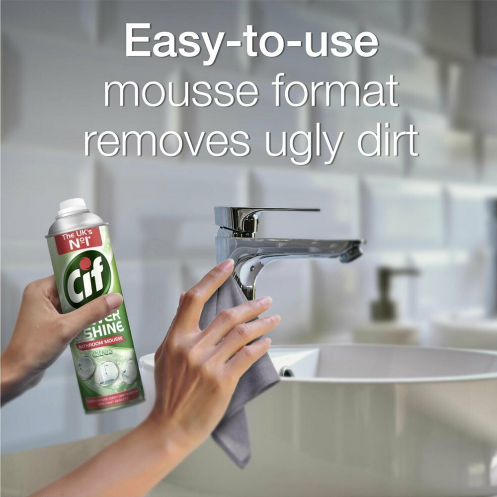 Cif Power and Shine Bathroom Mousse Citrus Surface Cleaner 500ml 6 Pack Image 5