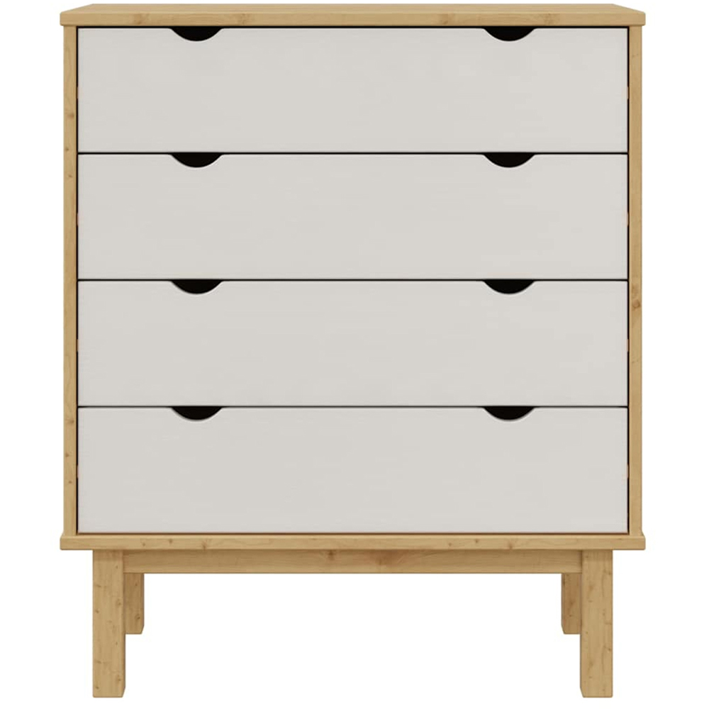 vidaXL Otta 4 Drawer Brown and White Solid Wood Pine Wide Storage Cabinet Image 3