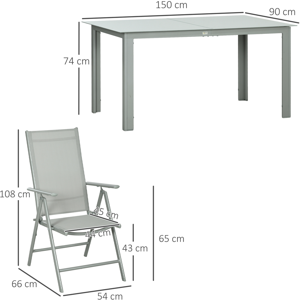 Outsunny 6 Seater Grey Garden Dining Set Image 7
