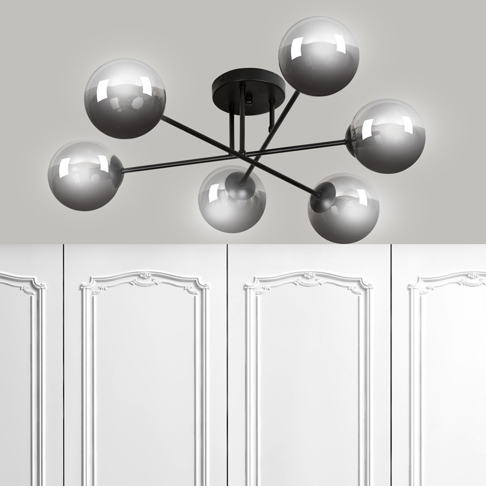 Emibig Brendi 6 Light Graphite Shade Black E14 Ceiling Light Image 2