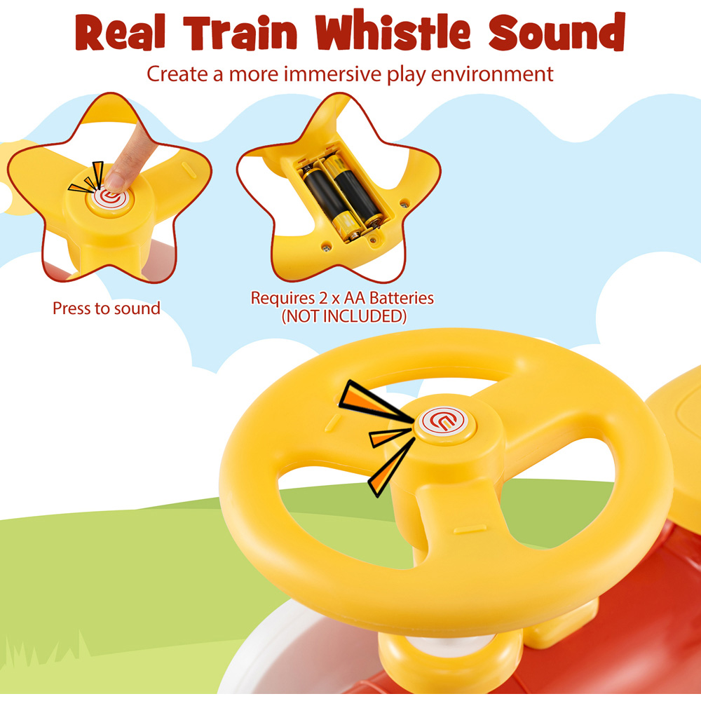 Costway Kids Orange Ride On Push Car Train with Sound Button and Storage Compartment Image 6