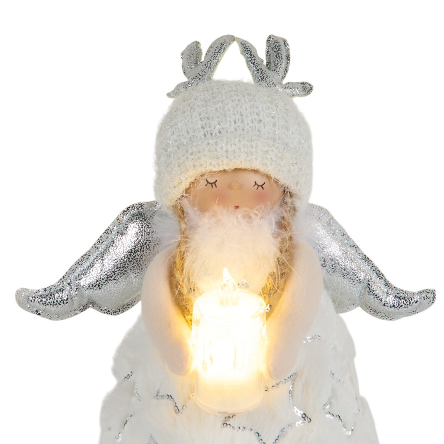 Festive Angel with LED Candle White Image 5