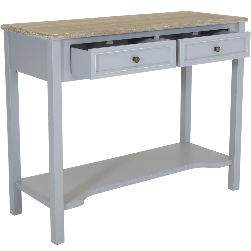 Charles Bentley Loxley 2 Drawers Grey Console Table Image 4