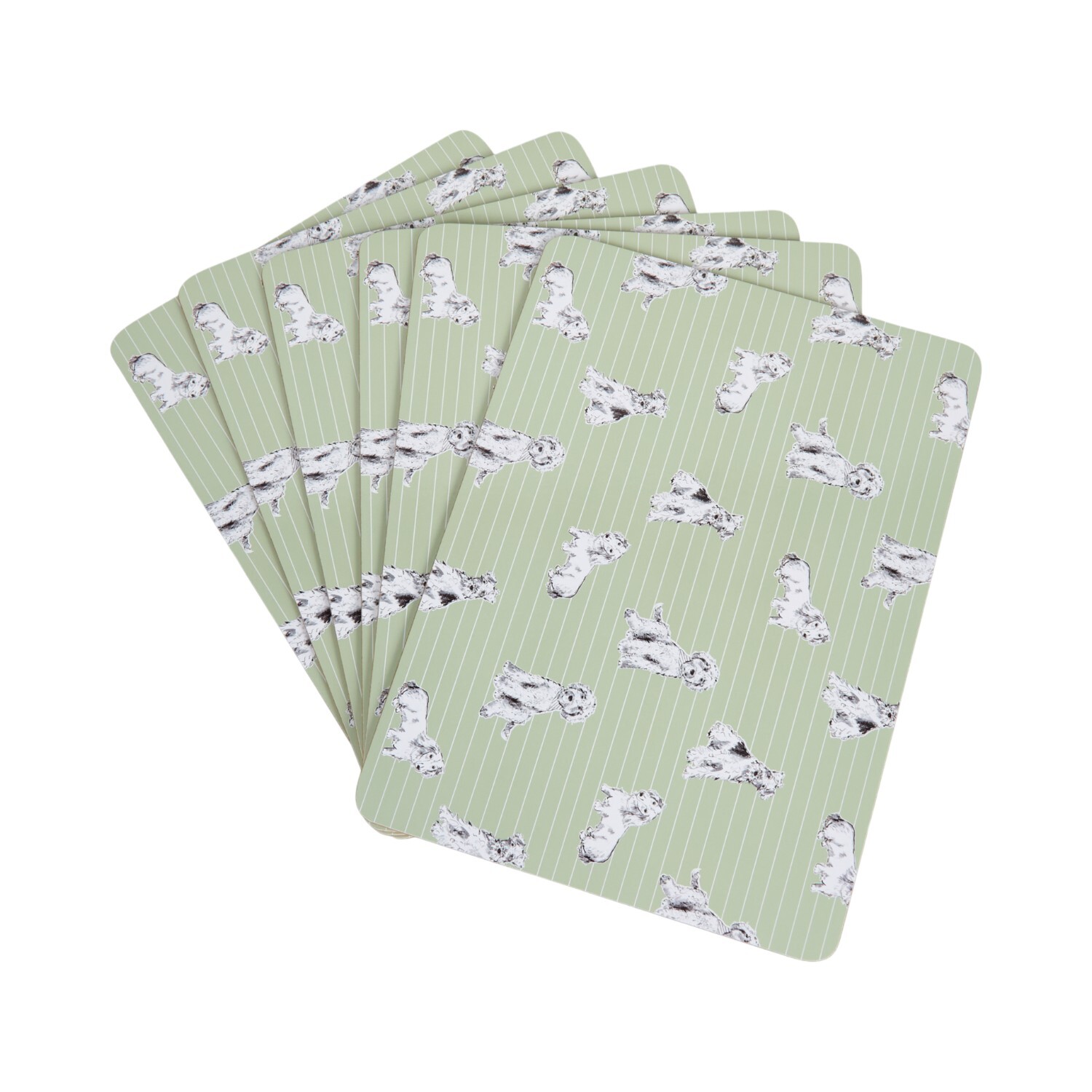 Pack of 6 Waggy Tails Placemats Sage Green Image 3