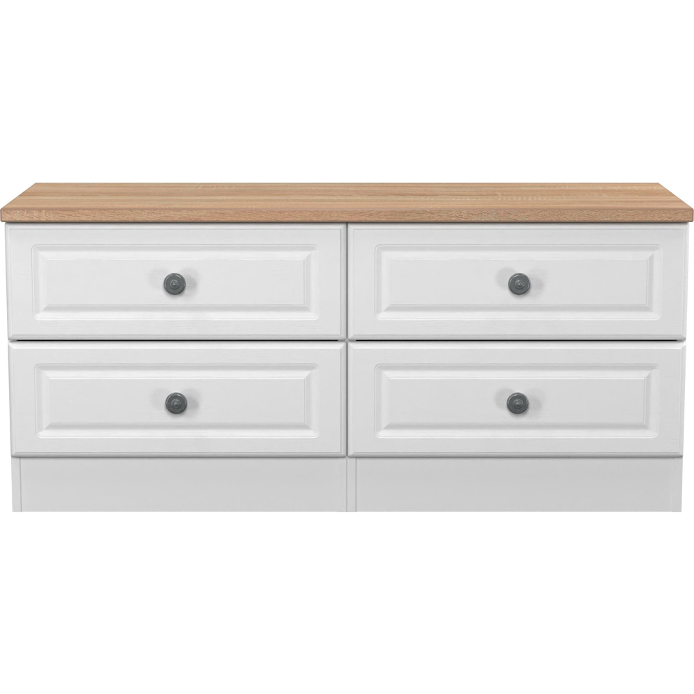 Crowndale Norfolk 4 Drawer White Ash and Bardolino Oak Bed Box Ready Assembled Image 2