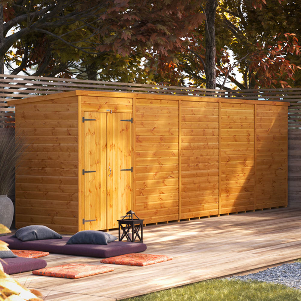 Power Sheds 20 x 4ft Double Door Pent Wooden Shed Image 2