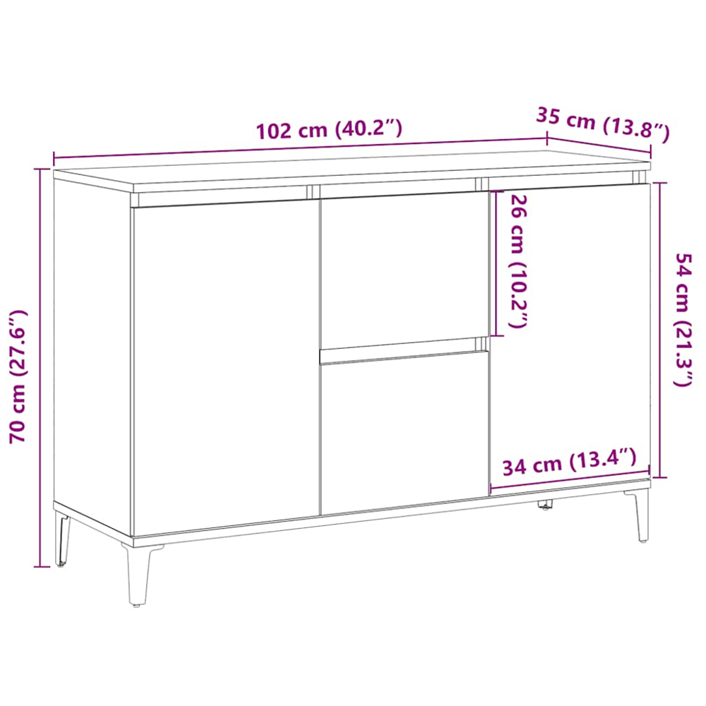 vidaXL 2 Door 2 Drawer Artisan Oak Sideboard Image 9