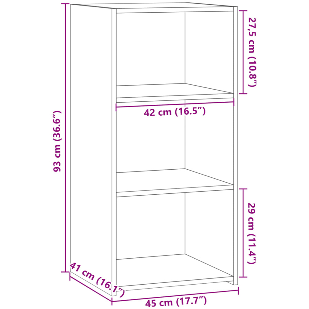 vidaXL 3 Shelf Brown Oak Sideboard Image 9