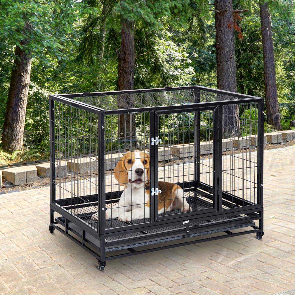 PawHut 43 Inch Heavy Duty Metal Dog Kennel Image 9