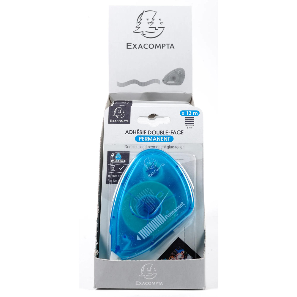 Exacompta Turquoise Double Sided Permanent Glue Roller 13m 6 Pack Image 5