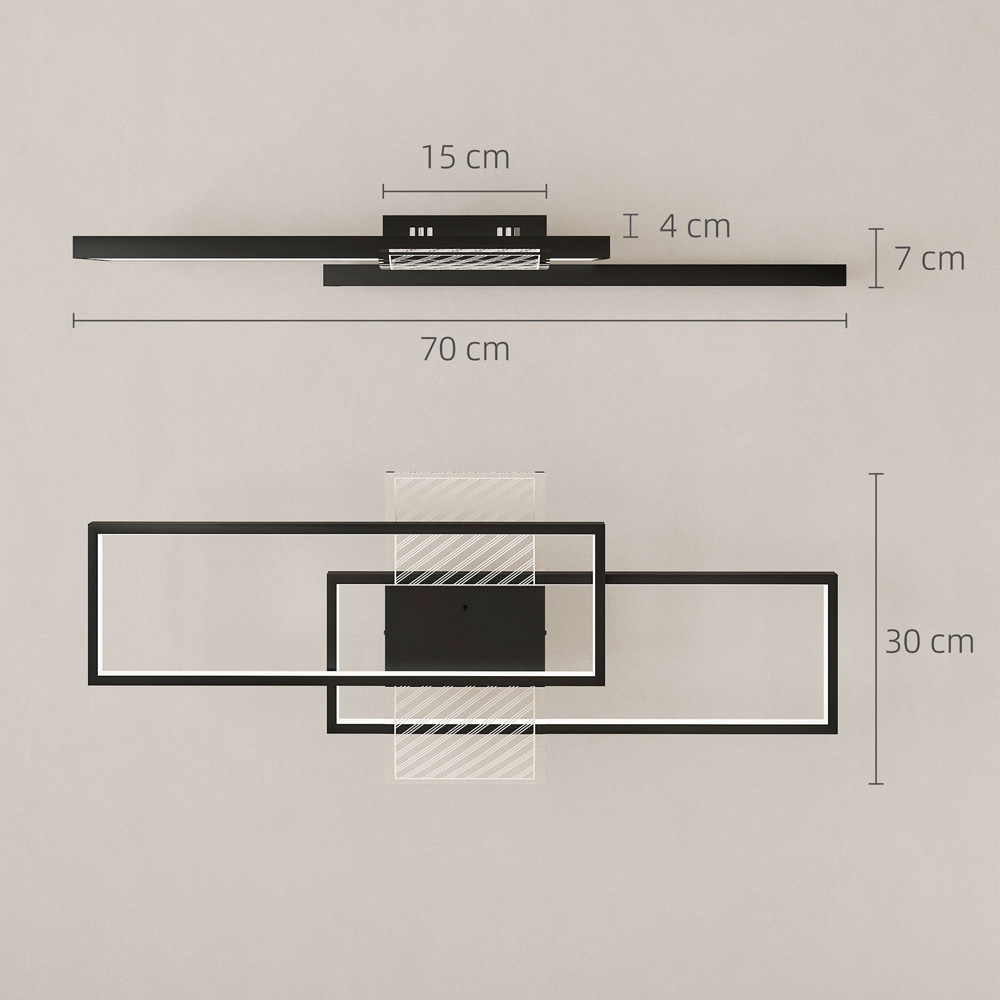 Portland Black Geometric Dimmable LED Ceiling Light with Remote Control Image 9