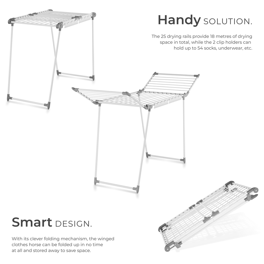 tectake Life White Indoor Foldable Clothes Airer 18m Image 3