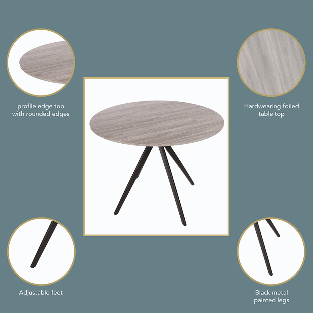 Core Products Aspen 4 Seater Round Dining Table Grey Oak Effect Image 5