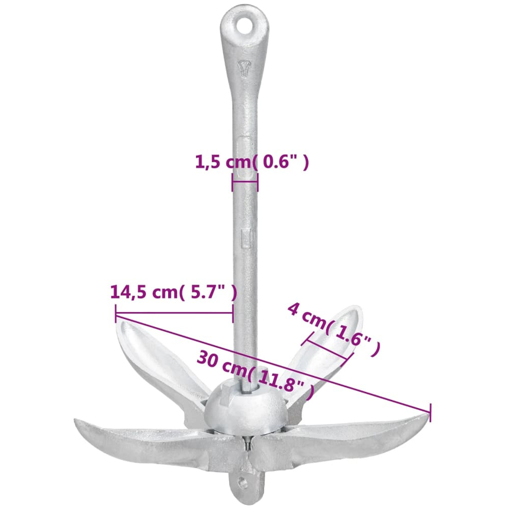 Walplus Silver Malleable Iron Foldable Anchor with Rope 1.5kg Image 9