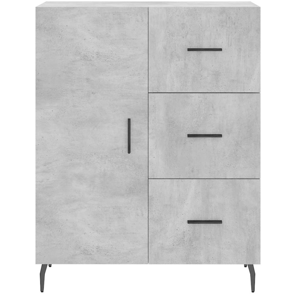 vidaXL Single Door 3 Drawer Concrete Grey Wooden Sideboard Image 5