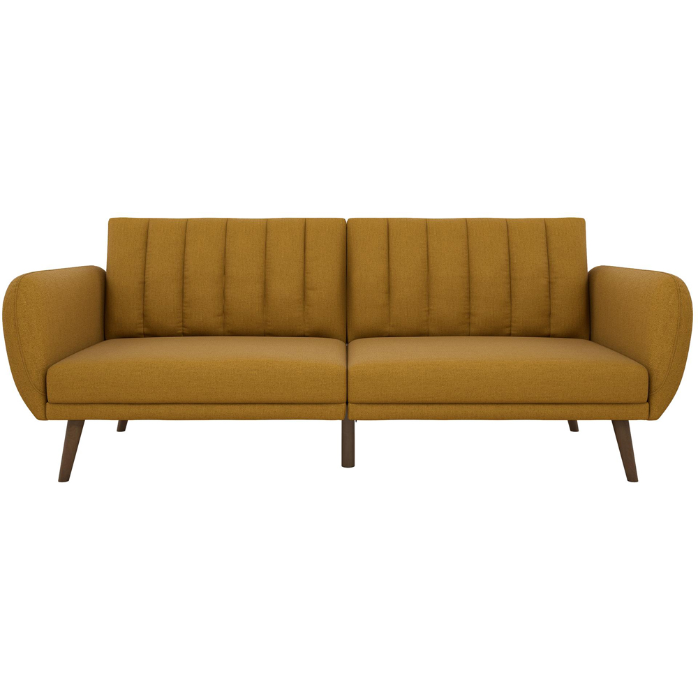 Novogratz Brittany 3 Seater Mustard Linen Sofa Bed with Wooden Legs Image 3