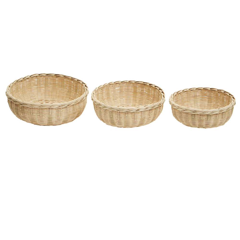 Premier Housewares Natural Round Bamboo Basket Set of 3 Image 1