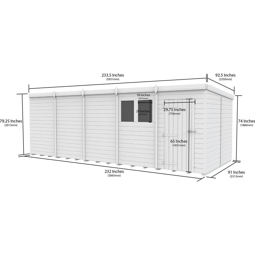 DIY Sheds 20 x 8ft Tongue and Groove Timber Pent Garden Shed Image 9