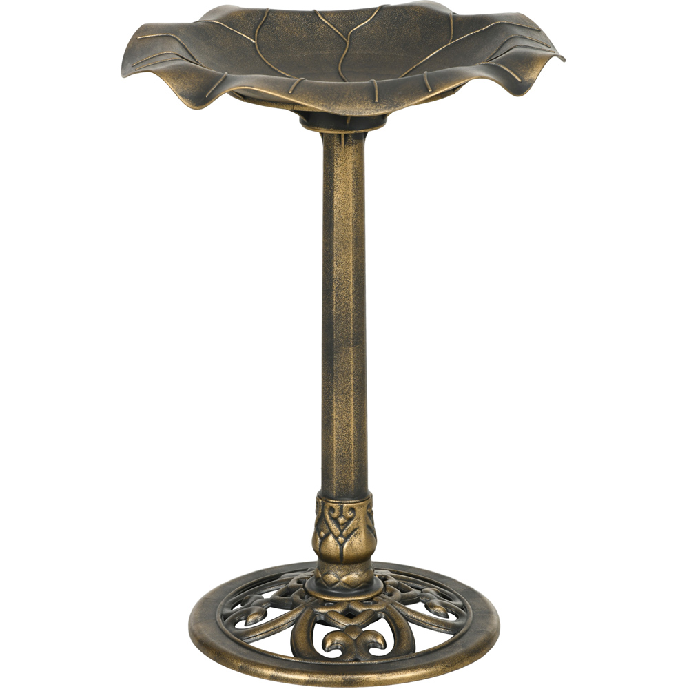 Outsunny Bronze Tone Birdbath with Lotus Leaf Basin 71cm Image 1