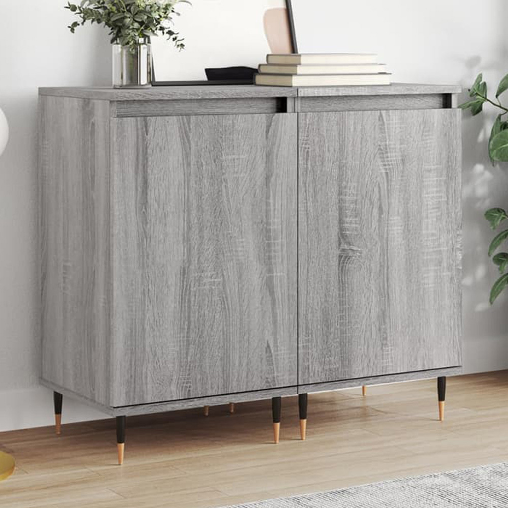 vidaXL Single Door Grey Sonoma Sideboard Set of 2 Image 1
