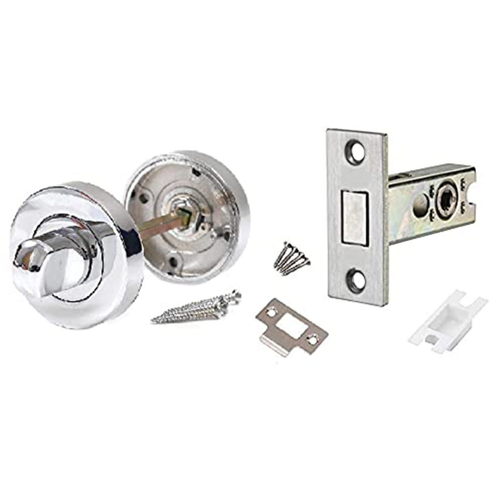 Golden Grace Polished Chrome Toilet Door Thumb Twist with Dead Bolt Set Image
